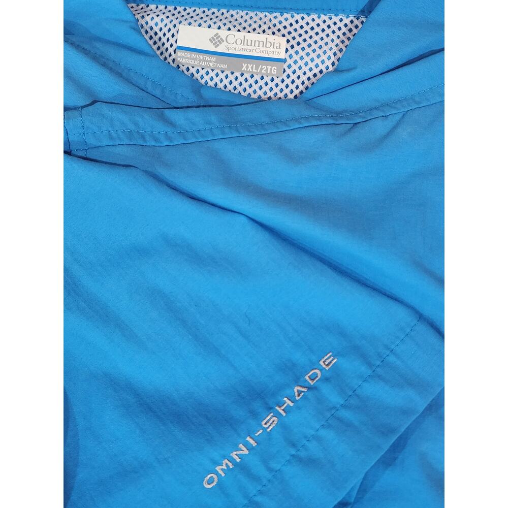 XXL Blue Omni Shade Columbia Shirt Fishing Boating Vented mens Button Up Shirt